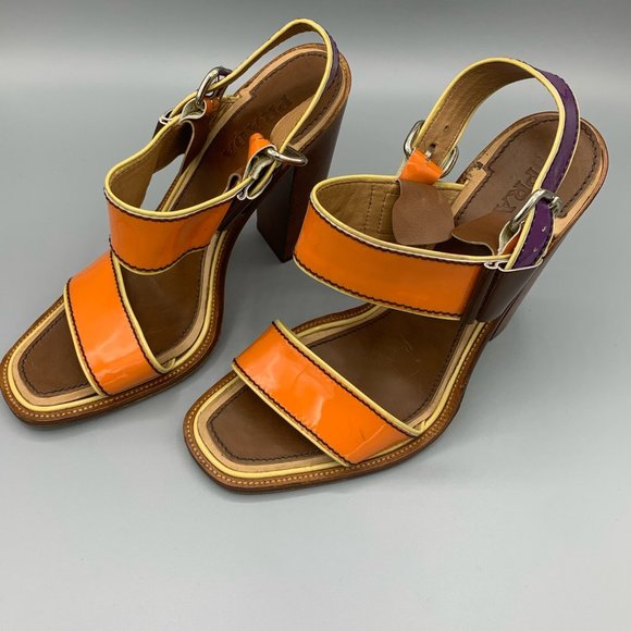 Prada Orange and Purple Sandals in Patent Leather (38,5)  - FL-SH-022 - Picture 2 of 11